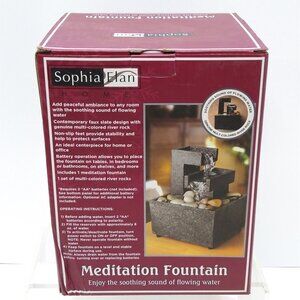Sophia Elan Meditation Fountain Flowing Water Multi-Colored River Rock New Cond